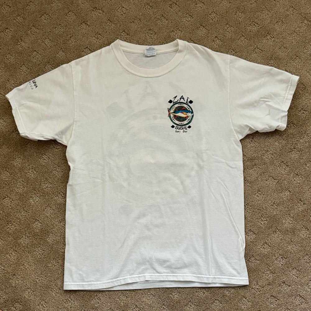 White Graphic Sushi Surf Bar Mexico T-Shirt